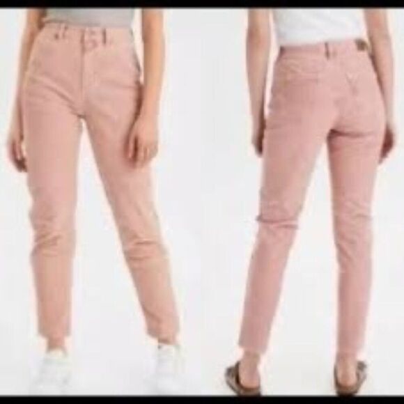 American Eagle Super Stretch  “Mom Jean” Pink Corduroy Pants  Size 8 - Picture 1 of 13